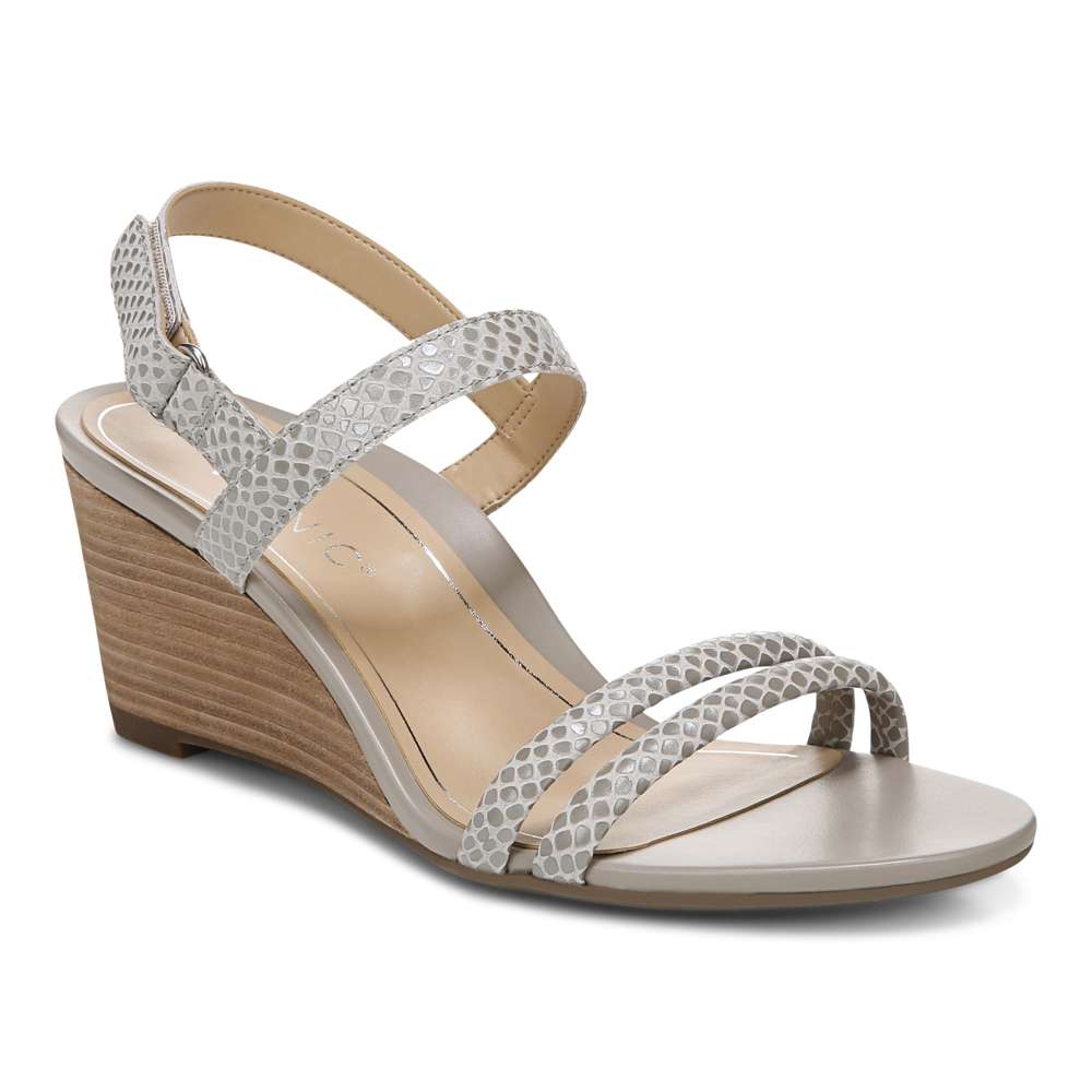 Emmy Wedge Sandal - Aluminium Lizard