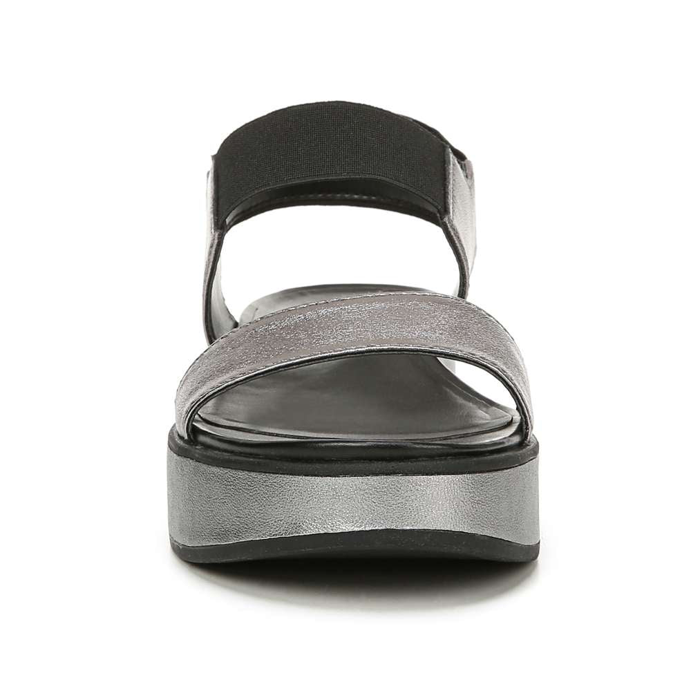 Carys Platform Sandal - Black/Pewter