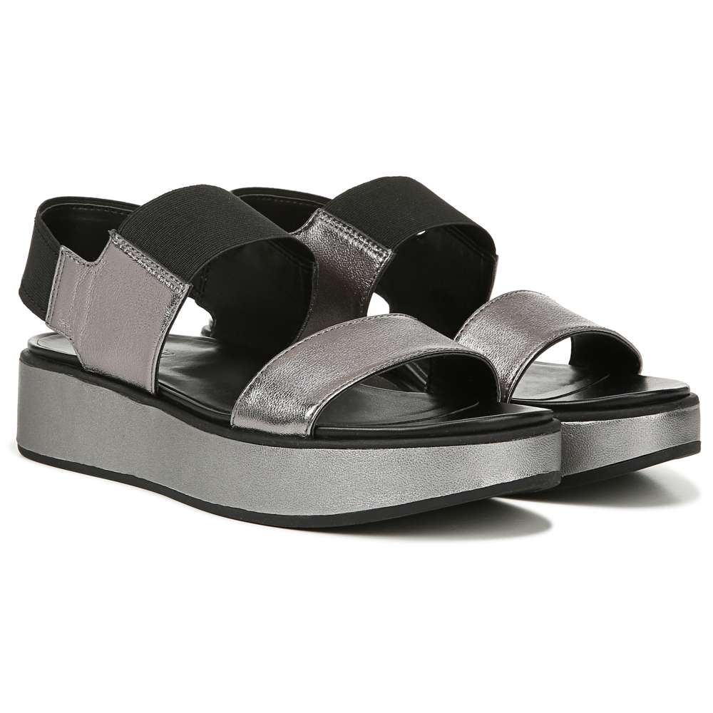 Carys Platform Sandal - Black/Pewter