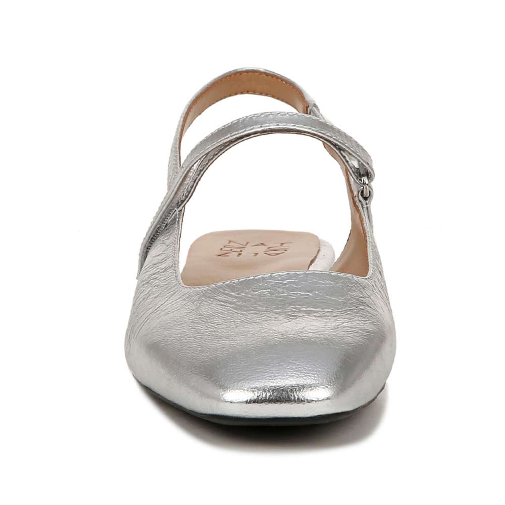 Connie Mary Jane Slingback Flat - Silver