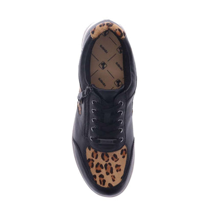 Boston Zip Sneaker - Black/Leopard