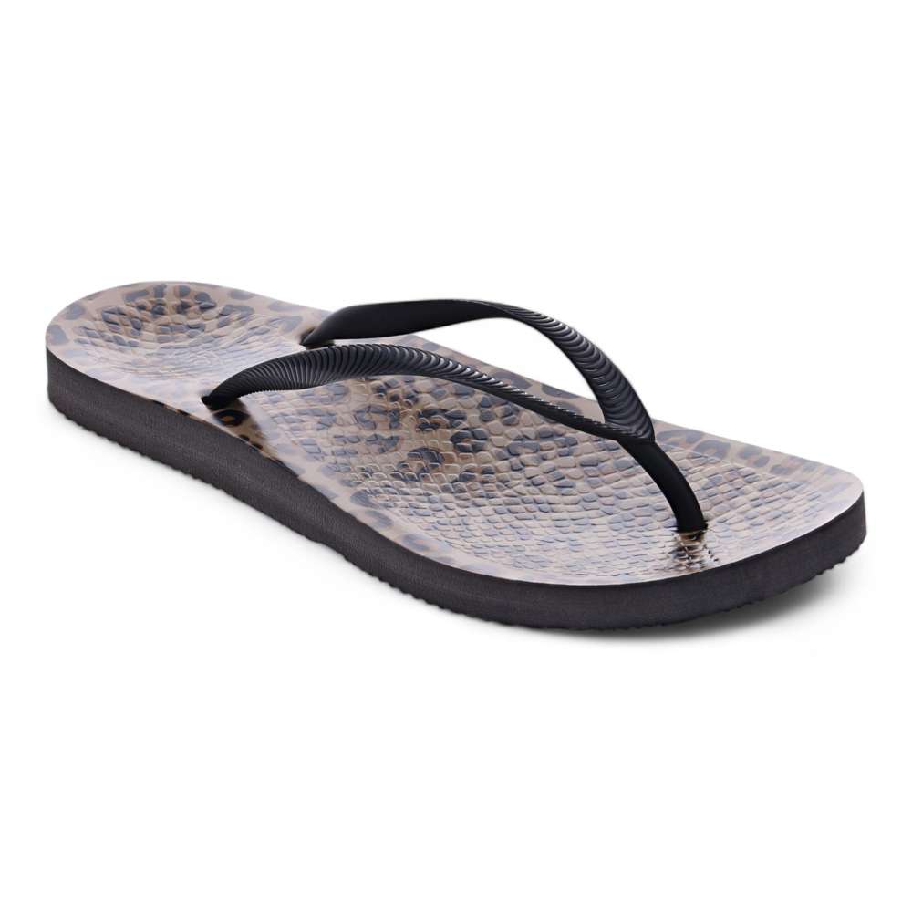 Venice Print Women's Toe Post Sandal - Black Leopard