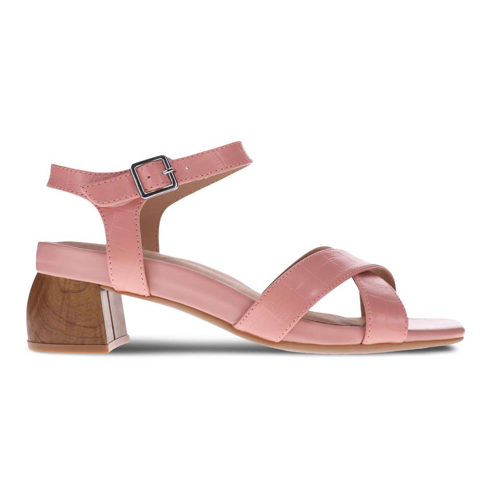 Yara Heeled Sandal - Pale Pink Croc