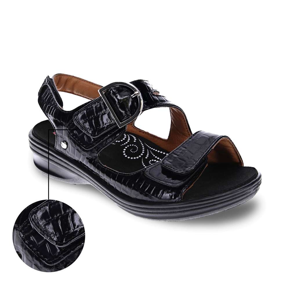 Barcelona Back Strap Sandal - Black Croc