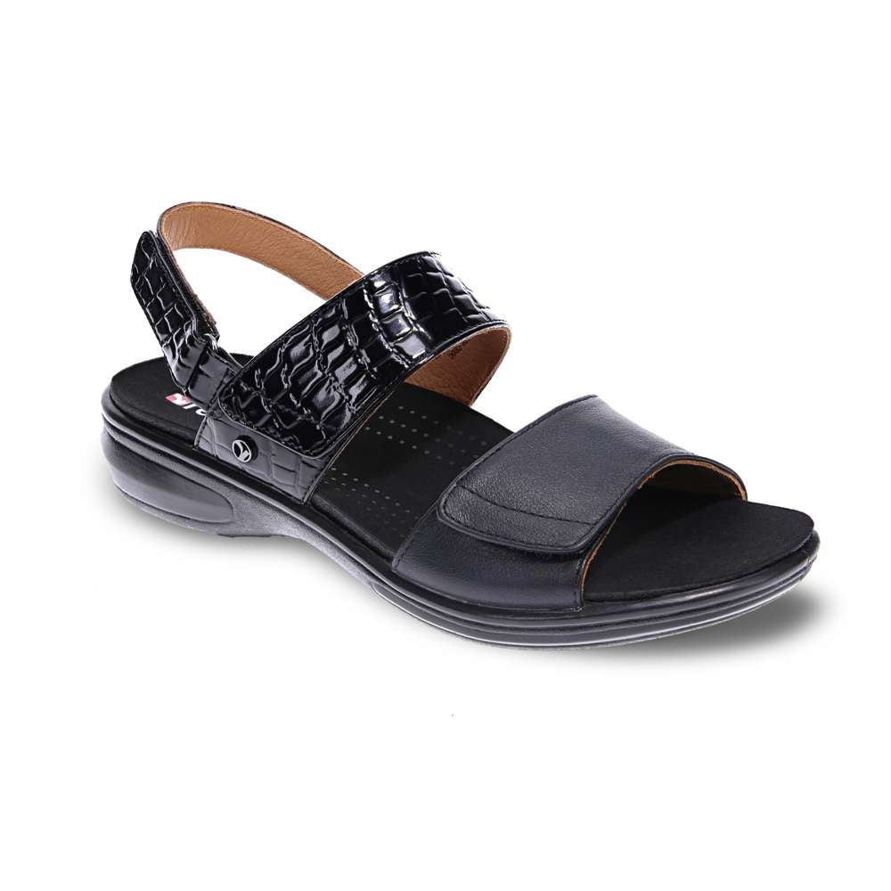 Como Adjustable Sandal - Black Croc