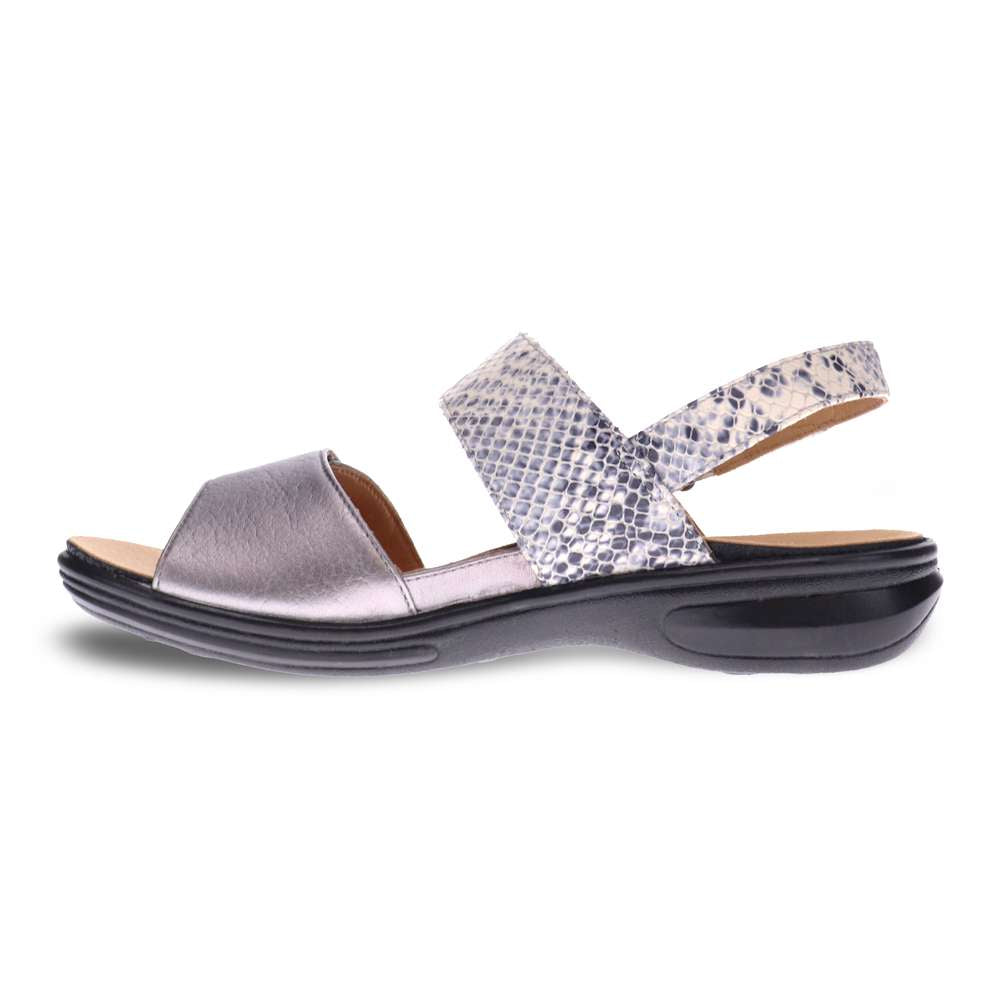 Como Adjustable Sandal - Gunmetal/Natural Snake