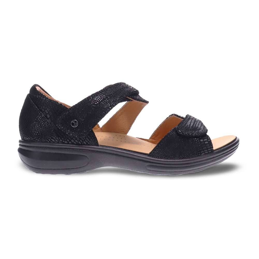 Geneva Sandal - Black Lizard