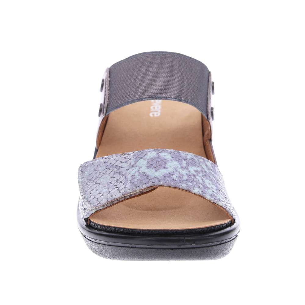 Ibiza Slide - Gunmetal/ Teal Snake