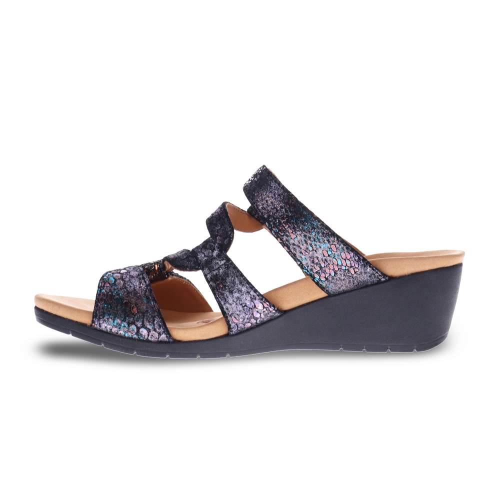Sofia Wedge - Black Metallic Python