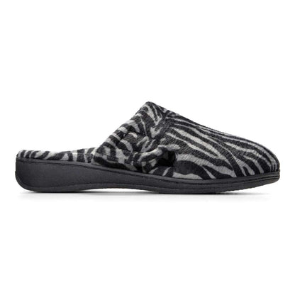 Gemma Mule Slipper - Dark Grey Zebra