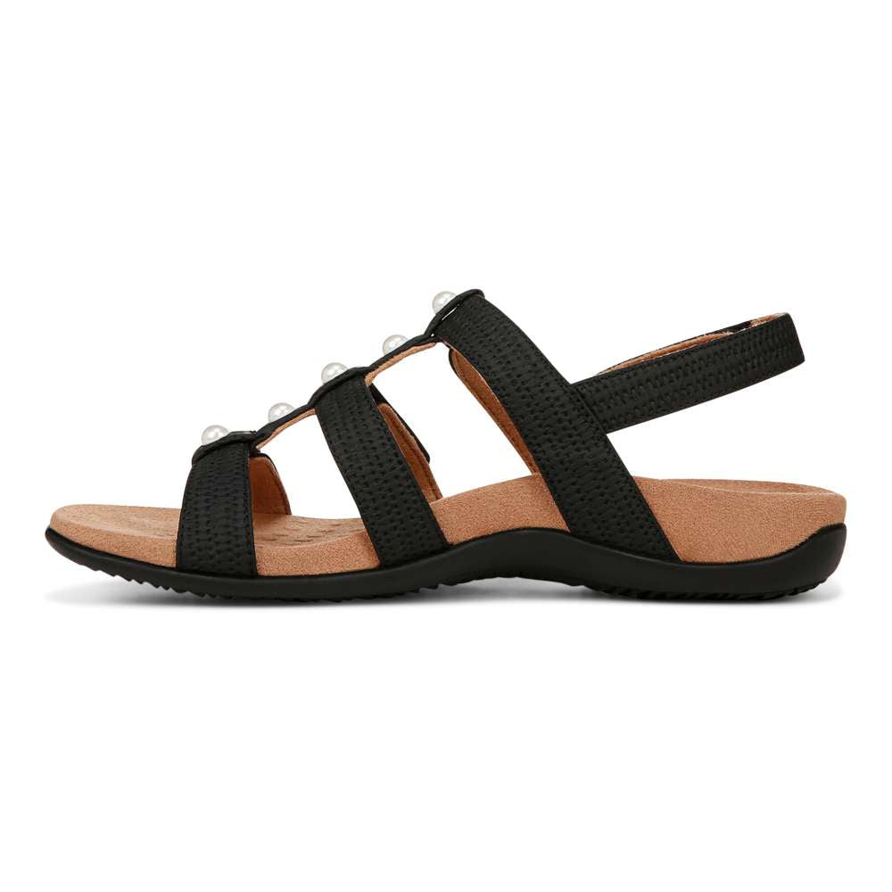 Amber Pearl Adjustable Sandal - Black