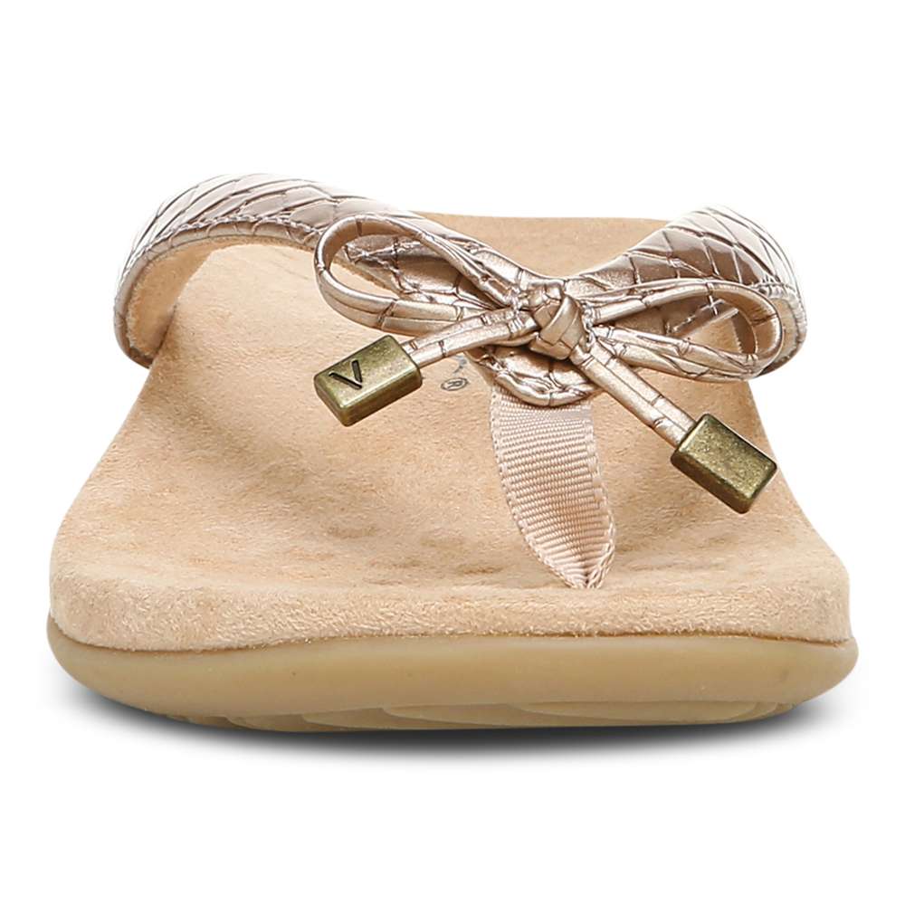 Bella Toe Post Sandal - Rose Gold Metallic Croc