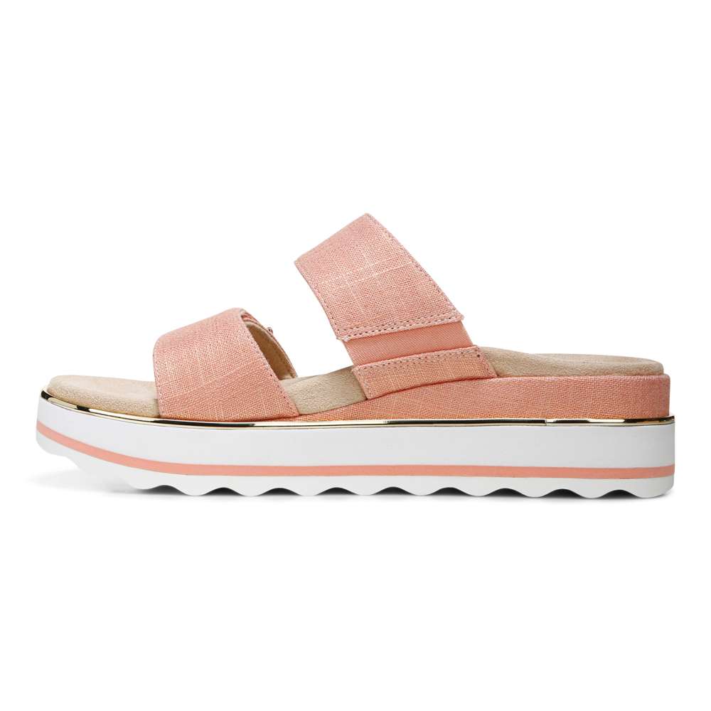 Brandie Flatform Slide Sandal - Papaya Linen