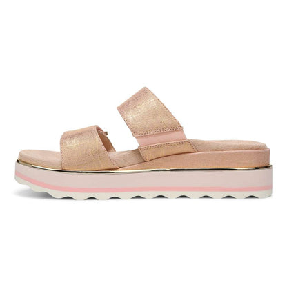 Brandie Flatform Slide Sandal - Roze Metallic