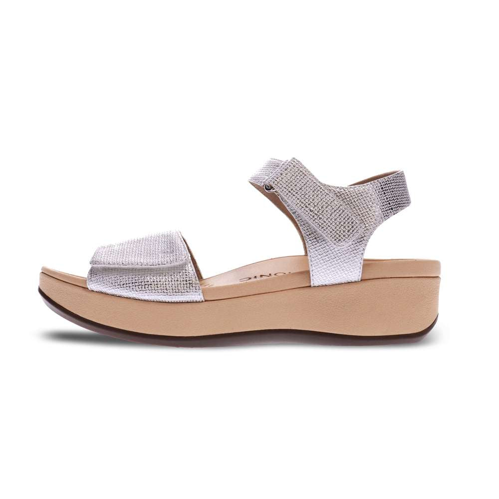 Raz Metallic Wedge Sandal - White