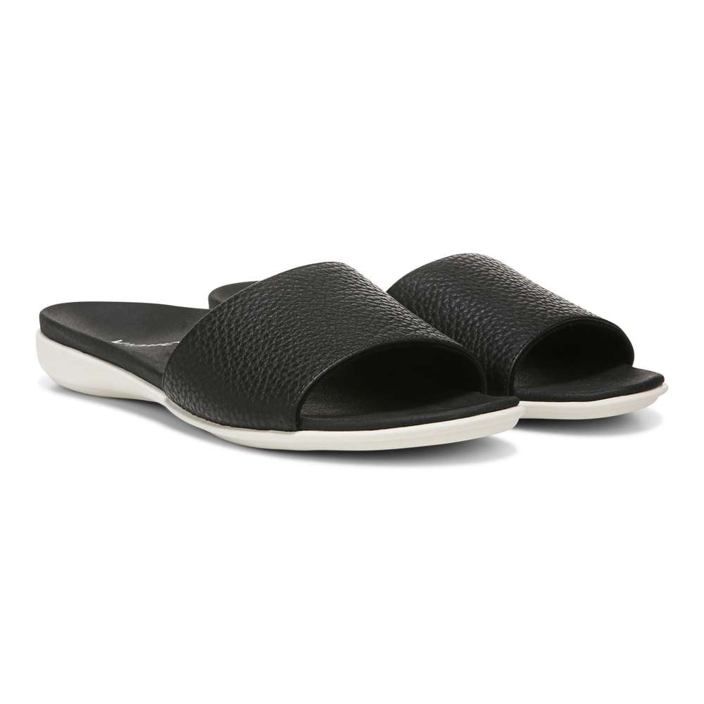 Val Slide Sandal - Black Tumble